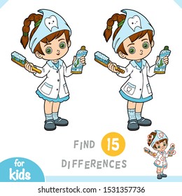 Find differences, educational game for children, Dentist girl