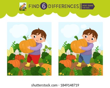 Find differences.  Educational game for children. On the farm collection.