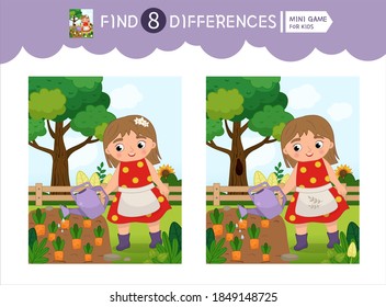 Find differences.  Educational game for children. On the farm collection.