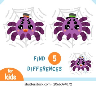 Find differences educational game for children, Spider and web