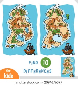 Find differences, educational game for children, Map islands