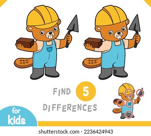Find differences educational game for children, Beaver builder