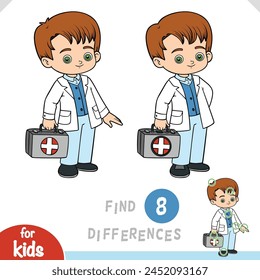 Find differences, educational game for children, Emergency doctor with a first aid bag