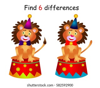 Find differences, game for children circus animals