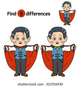 Find differences, game for children: Halloween characters (vampire)