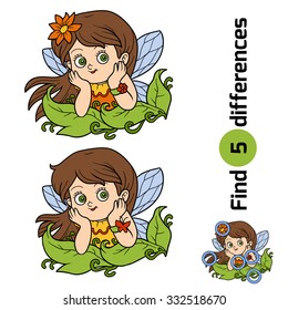 Find differences, game for children: little fairy