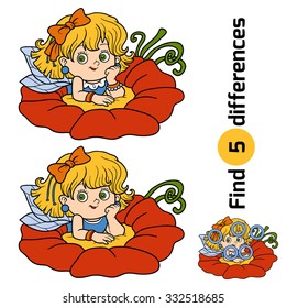 Find differences, game for children: little fairy