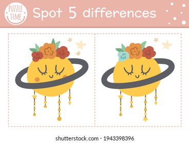 Encuentra juegos de diferencias para niños. Actividad educativa salvaje y gratuita con planeta gracioso. Hoja de cálculo imprimible con un objeto celestial lindo. Rompecabezas de primavera natural para los niños. Hoja preescolar forestal
