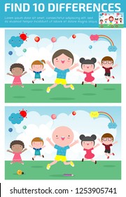 find differences, Game for kids ,find differences, Brain games, children game, Educational Game for Preschool Children,Vector Illustration