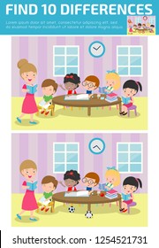 find differences, Game for kids ,find differences, Brain games, children game, Educational Game for Preschool Children,Vector Illustration