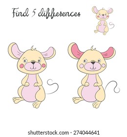 Find differences kids layout for game mouse vector illustration