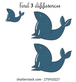 Find differences kids layout for game seal vector illustration