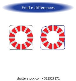 Find differences ( Lifebuoy ). Vector illustration.
