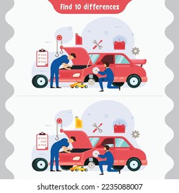 Find differences pictures kids game for educational activity preschool children vector illustration