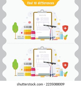 Find differences pictures kids game for educational activity preschool children vector illustration