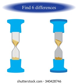  Find differences ( Sandglass ) for children. Vector illustration 