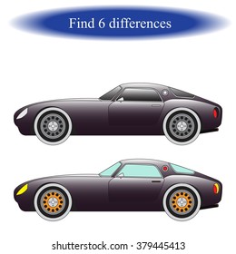Find differences ( Vintage car. Retro car ) for children. Vector illustration