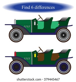 Find differences ( Vintage car. Retro car ) for children. Vector illustration