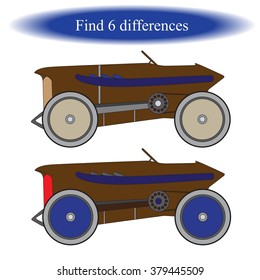 Find differences ( Vintage car. Retro car ) for children. Vector illustration