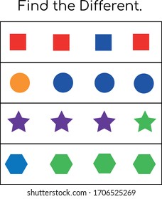 Finden Sie das andere Bild . Vektorillustration. Für Vorschulunterricht, Kindergarten, Kinder und Kinder. Form