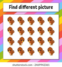 Encuentra otra imagen. Hoja de actividad educativa para niños y niños pequeños. Juego para niños. Ilustración vectorial.
