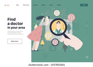 Find A Doctor - Medical Insurance Illustration. Flat Vector