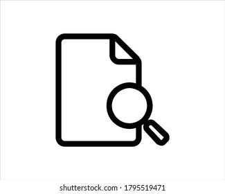 Buscar contorno de icono de documento y vector lineal.