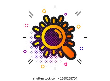 Find document sign. Halftone circles pattern. Search icon. Magnify glass. Classic flat search icon. Vector