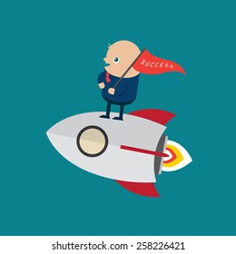 find a dream by a rocket concept illustration