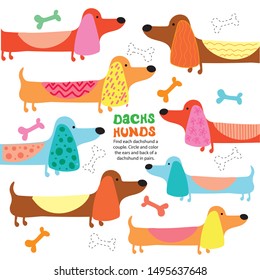 Find Each Dog Couple Kid Game Printable Template