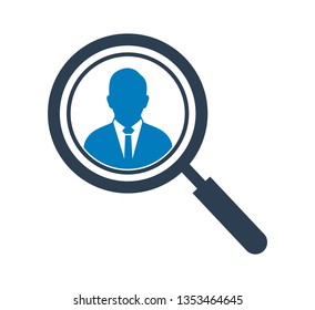 Find employee icon. Flat style vector EPS.