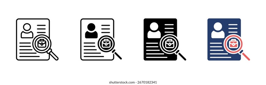 Ícone Localizar Funcionário folha de vários estilos coleção