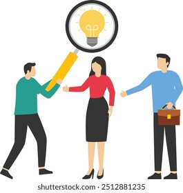 Find employees who have a good ideas, Vector illustration design