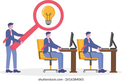 Find employees who have a good ideas, Vector illustration design


