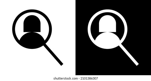 Find Female User. Icon in White and Black Version.