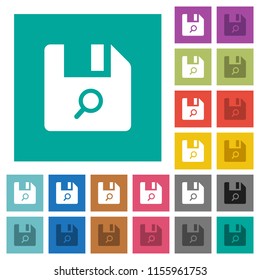 Find file multi colored flat icons on plain square backgrounds. Included white and darker icon variations for hover or active effects.