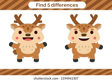 Find five differences of animal Education game for kids Educational page