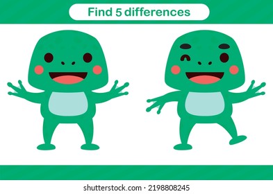 Find five differences of animal Education game for kids Educational page