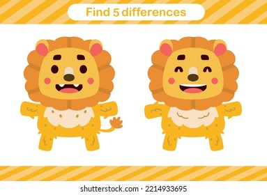 Find five differences of animal Education game for kids Educational page