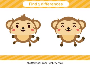 Find five differences of animal Education game for kids