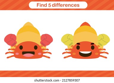Find five differences of animal,Education game for kids.Educational page