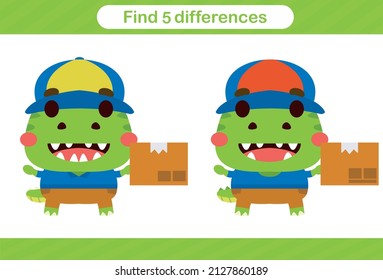 Find five differences of animal,Education game for kids.Educational page