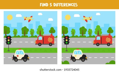 Find five differences between pictures  Cityscape and transport 