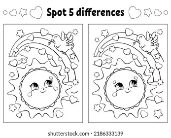 Find Five Differences Coloring Page Kids Stock Vector (Royalty Free ...