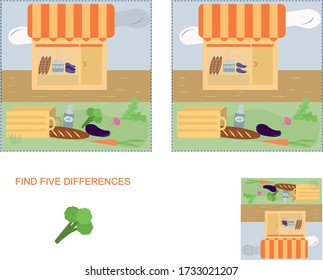 
find five differences in the picture. Educational illustration for children.
