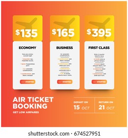 Find A Flight Air Ticket Booking Plan Options Economy Business First Class Get Low Airfares UI Screen Design