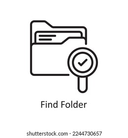 Finden Sie Ordner Vector Outline Icon Design Illustration. Symbol für Geschäfts- und Datenverwaltung auf weißem Hintergrund - EPS10-Datei