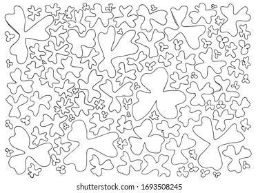 Find four leaf clover. Set of Hand Drawn Shamrock Vector Icons, Clover Sketch Design Elements for St. Patrick Day. Trefoil Doodle Illustrations Isolated on White Background