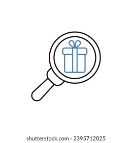 buscar icono de línea de concepto de regalo. Ilustración de elemento simple. encontrar el diseño de símbolos de contorno de concepto de regalo.