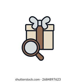 Geschenksymbole suchen. Einfache Vektorsymbole mit Hintergrund. Flaches Design